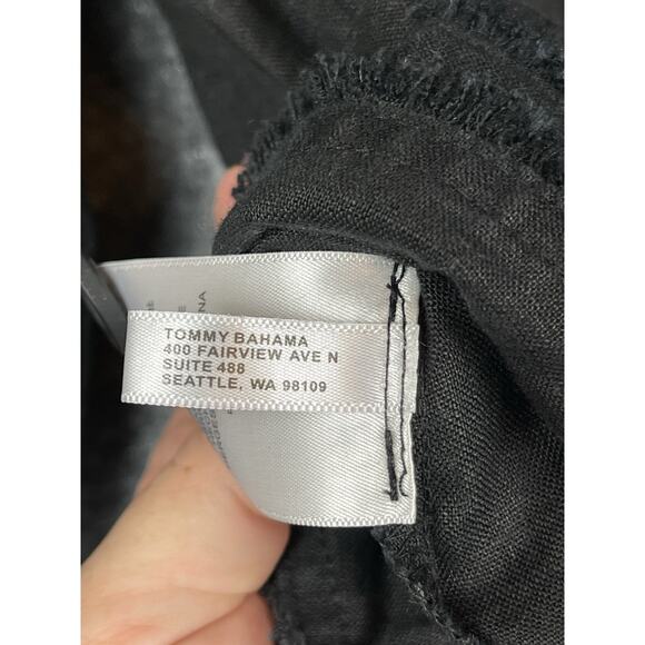 Tommy Bahama Large Two Palms Linen Raw-Edge Jacket Black - Picture 10 of 11